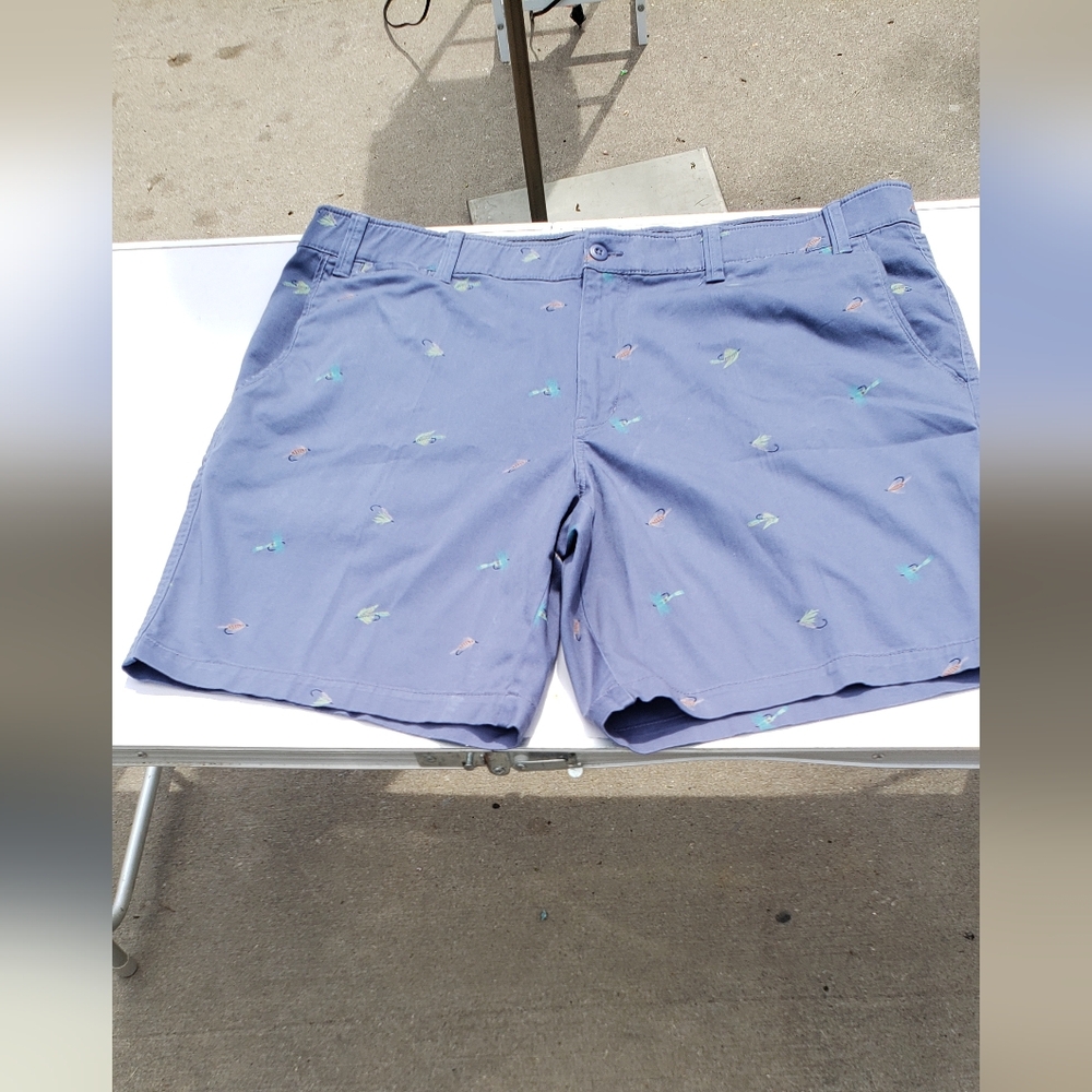 Foundry Fly Fishing Lure Pattern Blue Chino Shorts 48"